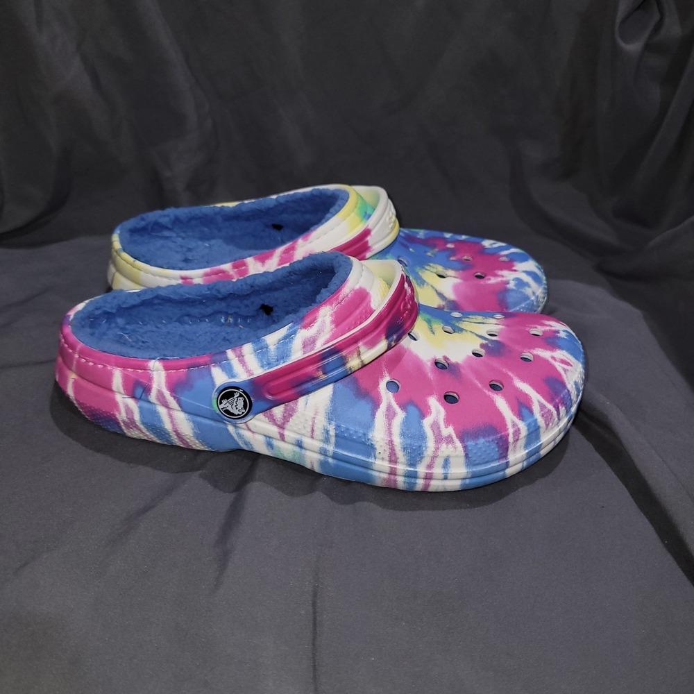 Crocs Classic Tie Dye Lined Clogs Slip On Shoes Junior Size 6
